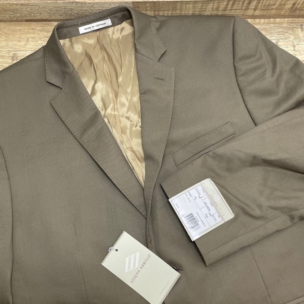 Joseph Abboud Mens 42S Taupe 100% Wool Two Button Suit Jacket Blazer New